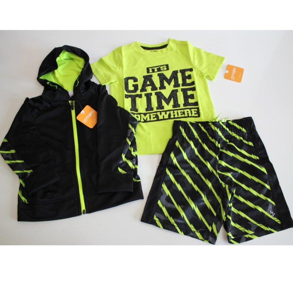 Gymboree Boy Jacket Shirt Athletic Shorts Boy Size XXS 3 3T Black Green